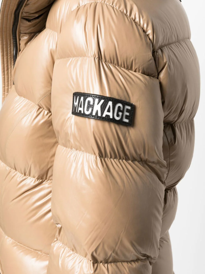 Shop Mackage Madalyn Hooded Puffer Jacket In Brown