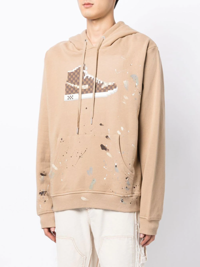 Mostly Heard Rarely Seen 8-bit Checker Louis Long-sleeve Hoodie In Braun