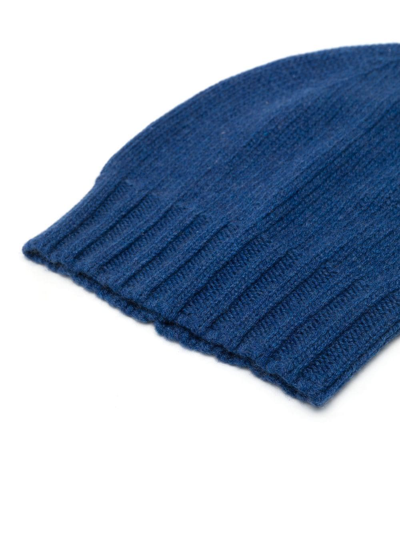 Shop D4.0 Chunky Ribbed-knit Beanie In Blau