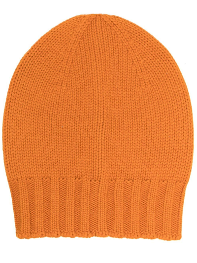 Shop D4.0 Chunky Ribbed-knit Beanie In Orange