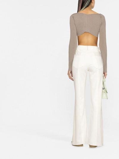 Jacquemus La Maille Pralù Logo-charm Cropped Knitted Cardigan In Neutrals