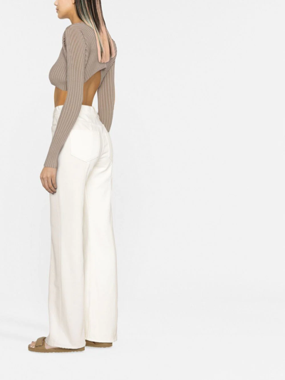 Jacquemus La Maille Pralù Logo-charm Cropped Knitted Cardigan In Neutrals