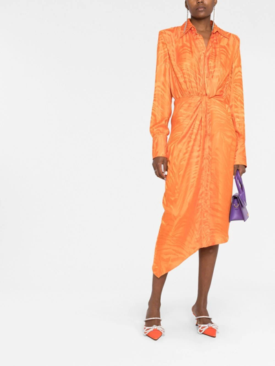Shop Giuseppe Di Morabito Zebra Jacquard Asymmetric Mini Dress In Orange
