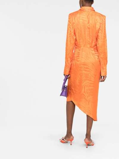 Shop Giuseppe Di Morabito Zebra Jacquard Asymmetric Mini Dress In Orange