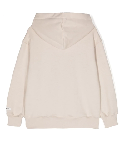 Msgm Logo-print Cotton Hoodie In Nude