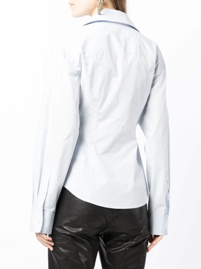 Shop Alexander Wang Spread-collar Long-sleeve Shirt In Blau