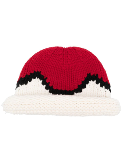 Kenzo Multicolor Graphic Wool Hat In Red