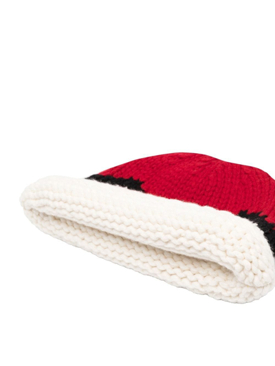 Shop Kenzo Intarsia-knit Pattern Hat In Red