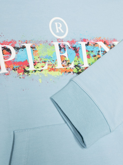 Shop Philipp Plein Junior Logo-print Detail Hoodie In Blue