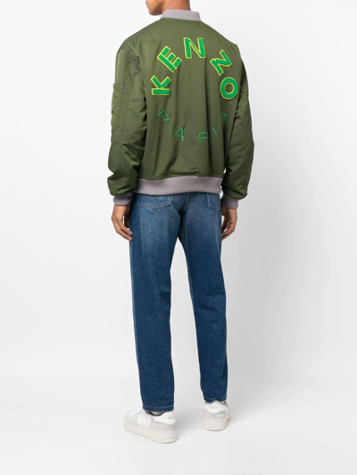 Shop Kenzo Varsity Logo-patch Bomber Jacket In Grün