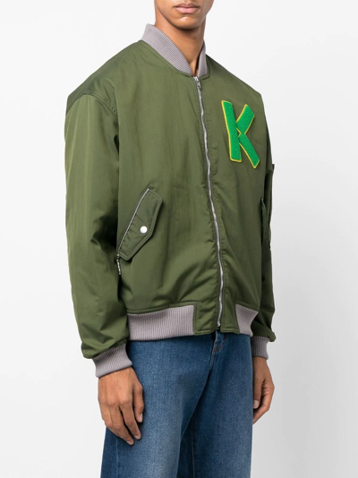 Kenzo Varsity Logo-patch Bomber Jacket In Grün