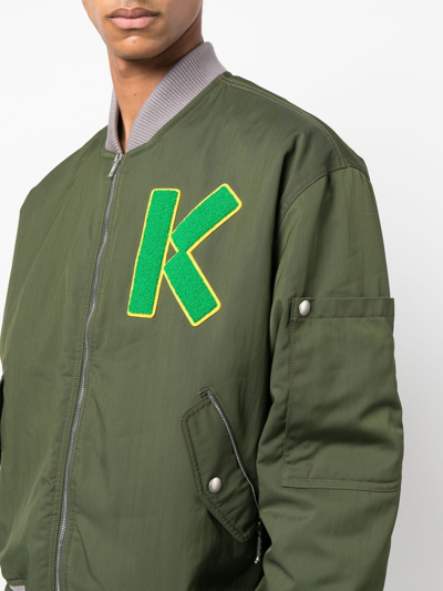 Kenzo Varsity Logo-patch Bomber Jacket In Grün