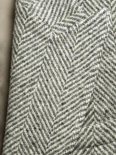 Shop Gucci Chevron Wool Padded Shoulder Blazer In Grey