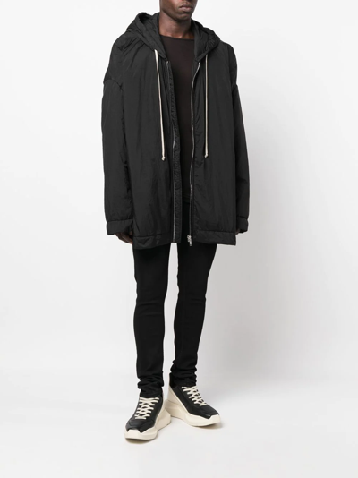 Rick Owens Drkshdw Oversize Drawstring Raincoat In Schwarz