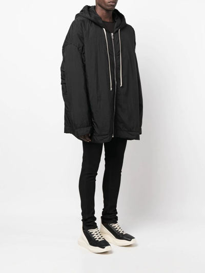 Rick Owens Drkshdw Oversize Drawstring Raincoat In Schwarz