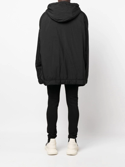 Rick Owens Drkshdw Oversize Drawstring Raincoat In Schwarz