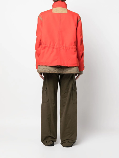 Shop Sacai Button-fasten High-neck Jacket In Rot
