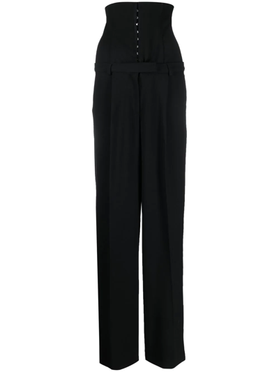 Shop Alessandro Vigilante High-waisted Tailored Trousers In Schwarz