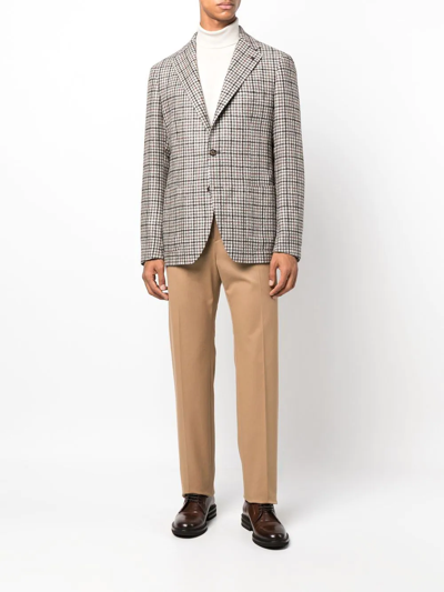 Shop Tagliatore Houndstooth Notched Lapel Blazer In Weiss