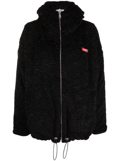Shop Coperni Textured Zipped Hooded Jacket In Schwarz