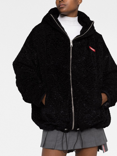 Shop Coperni Textured Zipped Hooded Jacket In Schwarz