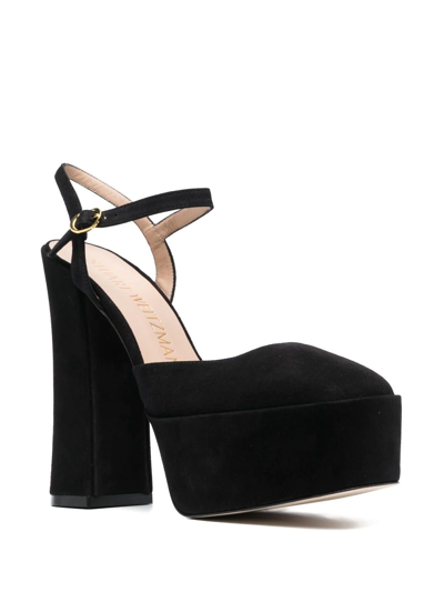 Stuart Weitzman Avenue 130 Suede Platform Pump In Schwarz