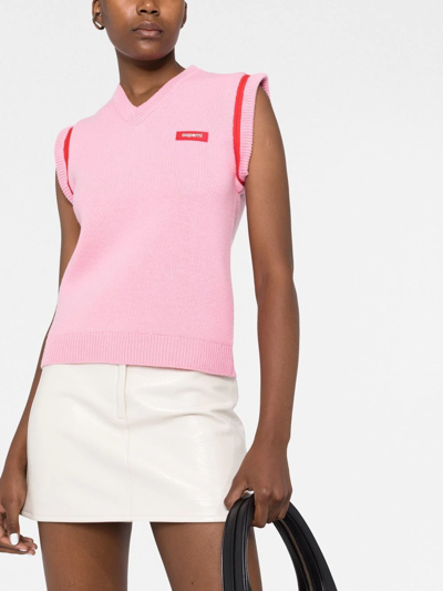 Shop Coperni Zip-embellished V-neck Vest In Rosa