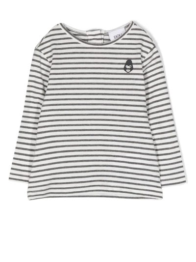 Douuod Stripe-print Long-sleeved T-shirt In Weiss