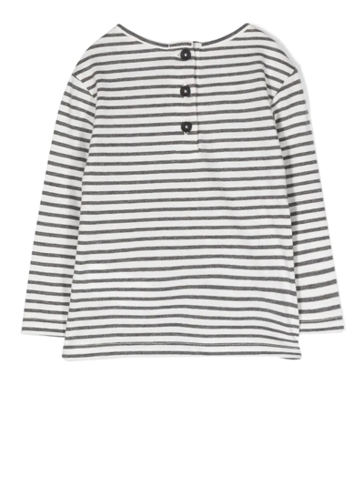 Shop Douuod Stripe-print Long-sleeved T-shirt In Weiss