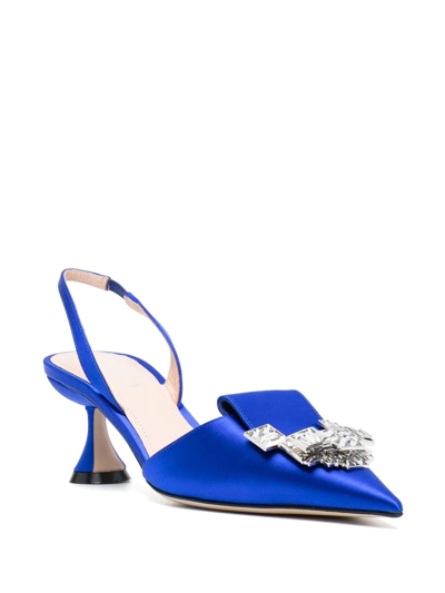 Shop Rodo Crystal-embellished Mules In Blau