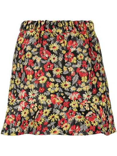 Shop Ganni Floral-print Skirt In Rot