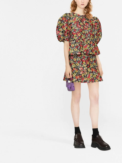 Ganni 3d Jacquard Mini Skirt In Rot