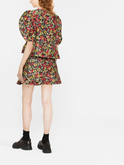 Ganni 3d Jacquard Mini Skirt In Rot