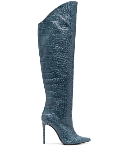 Shop Giuliano Galiano Crocodile-effect 110mm Boots In Blau