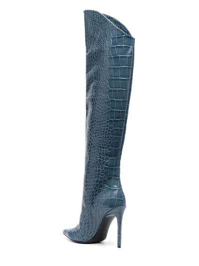 Shop Giuliano Galiano Crocodile-effect 110mm Boots In Blau