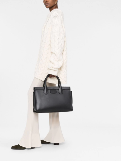 Shop Chloé Edith Leather Tote Bag In Schwarz