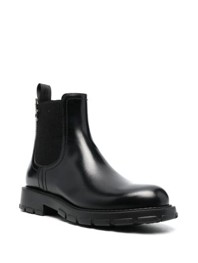Ferragamo Leather Magnum Chelsea Boots In Schwarz