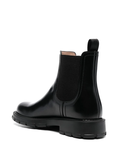 Ferragamo Leather Magnum Chelsea Boots In Schwarz
