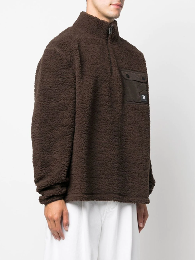 Shop Daily Paper Logo-patch Fleece Sweatshirt In Braun