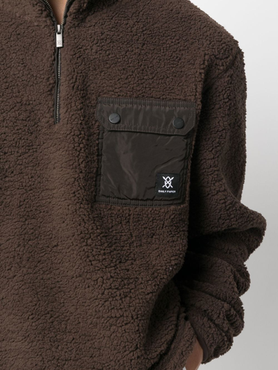 Shop Daily Paper Logo-patch Fleece Sweatshirt In Braun