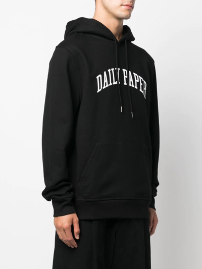Shop Daily Paper Logo-print Drawstring Hoodie In Black