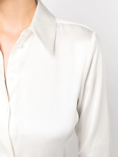 Shop Bite Studios Long-sleeve Silk Shirt In Weiss