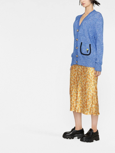 Cormio Renato Intarsia Wool-blend Cardigan In Blau
