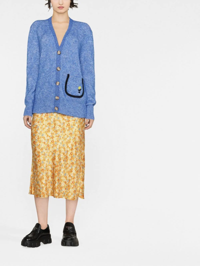 Cormio Renato Intarsia Wool-blend Cardigan In Blau