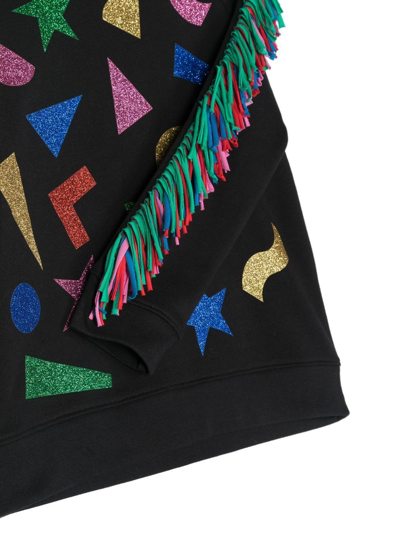 Shop Stella Mccartney Glitter Sticker Fringed Sweatshirt In Schwarz