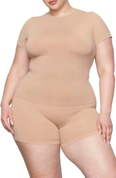 Shop Skims Soft Smoothing Seamless T-shirt In Clay