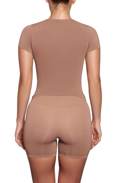 Shop Skims Soft Smoothing Seamless T-shirt In Sienna