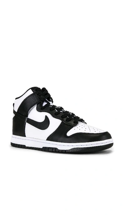 Nike Mens White Black Dunk High Retro Logo-embroidered Leather High-top Trainers In White & Black