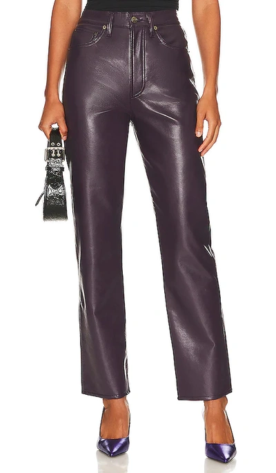 Shop Agolde Recycled Leather 90's Pinch Waist In Night Shade