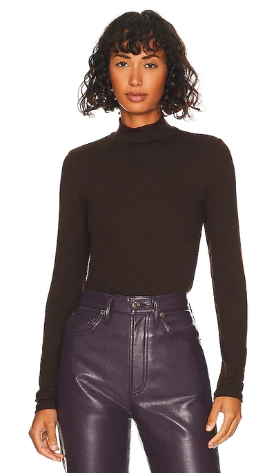Shop Vince Ribbed Long Sleeve Mock Neck In Hickory